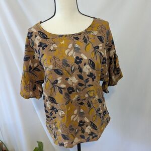 NWT - Elena Baldi Linen Top with Ruffle Sleeves - S